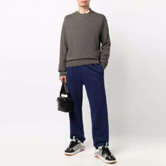 Off-White Men’ s Basic Pullover Wool Sweater Loose Fit Brown