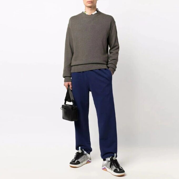 Off-White Men’ s Basic Pullover Wool Sweater Loose Fit Brown