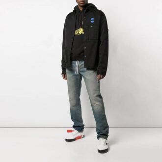 Off-White Men’ s Blue Logo Shirt Jacket Black
