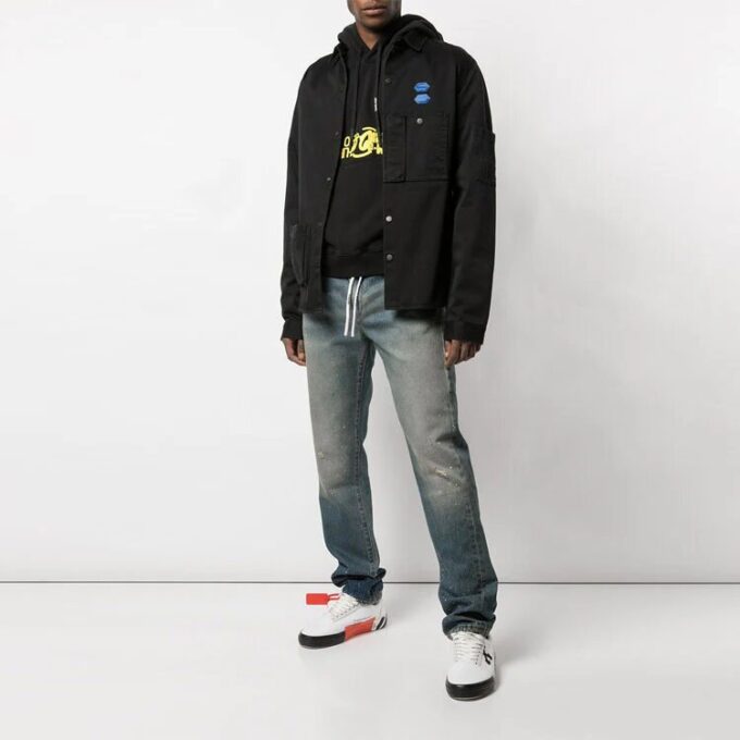 Off-White Men’ s Blue Logo Shirt Jacket Black