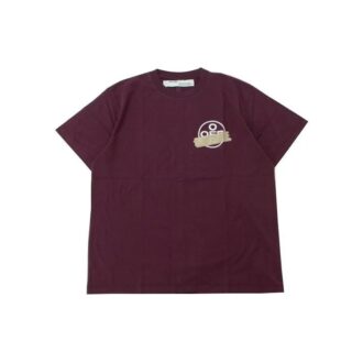 Off-White Men’ s Bronzing Arrow Rubber Strap Patch Short Sleeve Purple T-Shirt