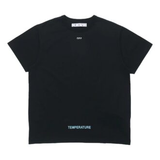 Off-White Men’ s C/O VIRGIL ABLOH Basic Alphabet Stripe Short Sleeve Black T-Shirt