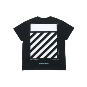 Off-White Men’ s C/O VIRGIL ABLOH Basic Alphabet Stripe Short Sleeve Black T-Shirt
