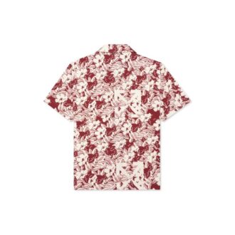 Off-White Men’ s C/O VIRGIL ABLOH Flowers Short Sleeve Red Shirt