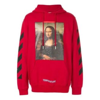 Off-White Men’ s C/O Virgil Abloh Painting Mona Lisa Jacket Loose Fit Red