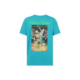 Off-White Men’ s C/O Virgil Abloh Skeleton Character Printing Short Sleeve Ordinary Version Blue T-Shirt