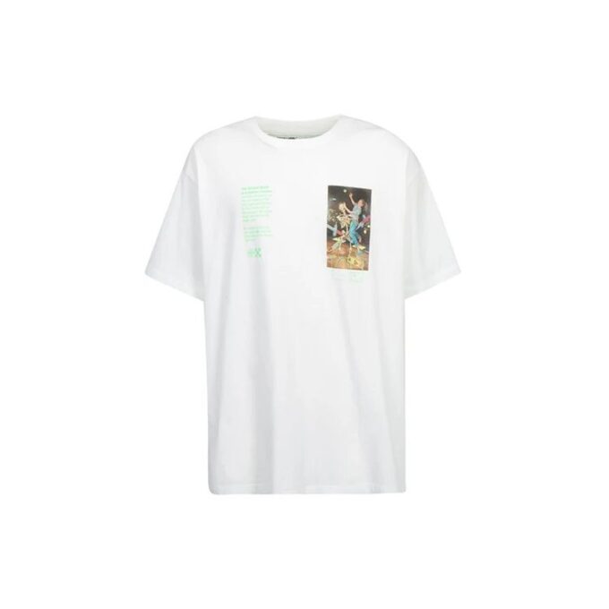 Off-White Men’ s C/O VIRGIL ABLOH Skeleton Painting Short Sleeve Loose Fit White T-Shirt