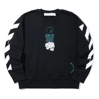 Off-White Men’ s C/O Virgil Abloh Slogan Arrow Printing Round Neck Black
