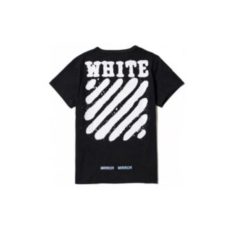 Off-White Men’ s C/O Virgil Abloh Tiger Stripes Splash Ink Short Sleeve Black T-Shirt