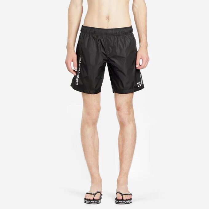 Off-White Men’ s C/O VIRGIL ABLOH Waist Logo Sports Shorts Black