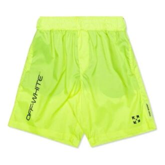 Off-White Men’ s C/O VIRGIL ABLOH Waist Logo Sports Shorts Fluorescence Yellow