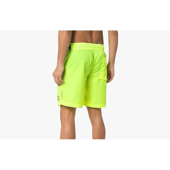 Off-White Men’ s C/O VIRGIL ABLOH Waist Logo Sports Shorts Fluorescence Yellow