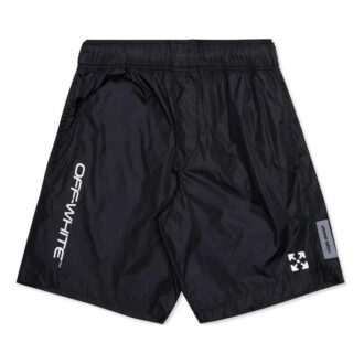 Off-White Men’ s C/O VIRGIL ABLOH Waist Logo Sports Shorts Navy Blue