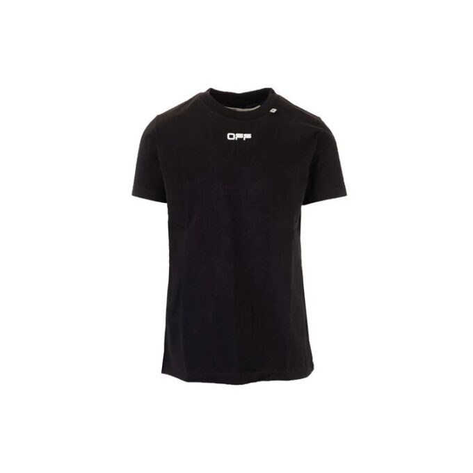 Off-White Men’ s Caravaggio Arrow Back Printing Short Sleeve Ordinary Version Black T-Shirt