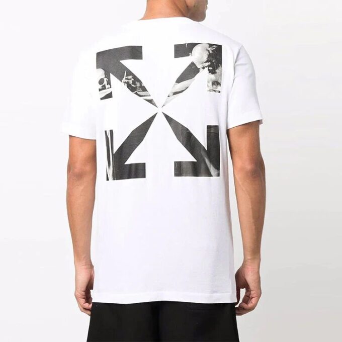 Off-White Men’ s Caravaggio Arrow Solid Color Short Sleeve White T-Shirt