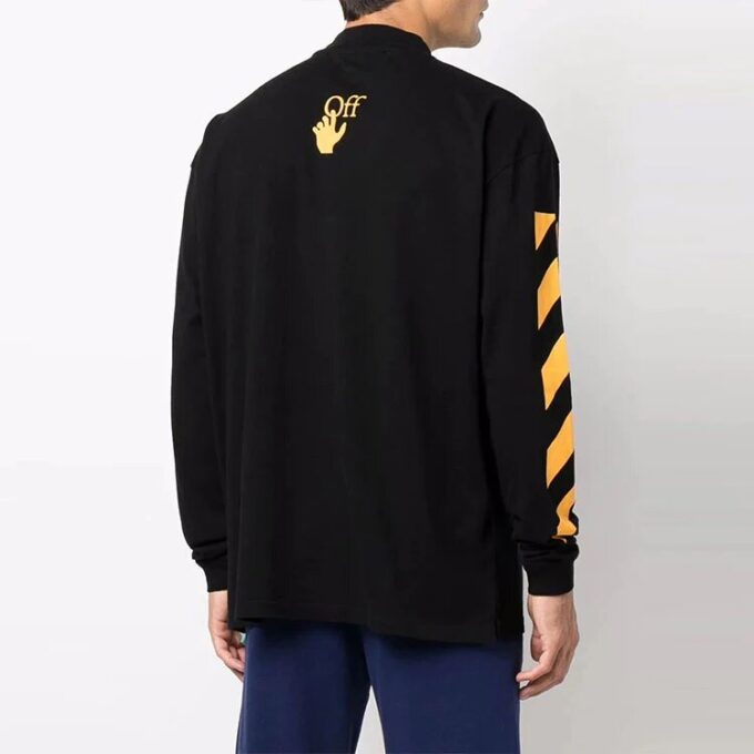 Off-White Men’ s Caravaggio Painting Pattern Stripe Long Sleeves Loose Fit Black