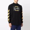 Off-White Men’ s Caravaggio Painting Pattern Stripe Long Sleeves Loose Fit Black