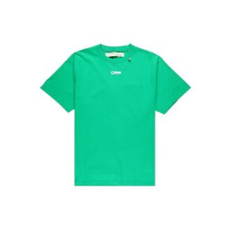Off-White Men’ s Caravaggio Square Back Printing Short Sleeve Loose Version Green o Virgil Abloh Tee