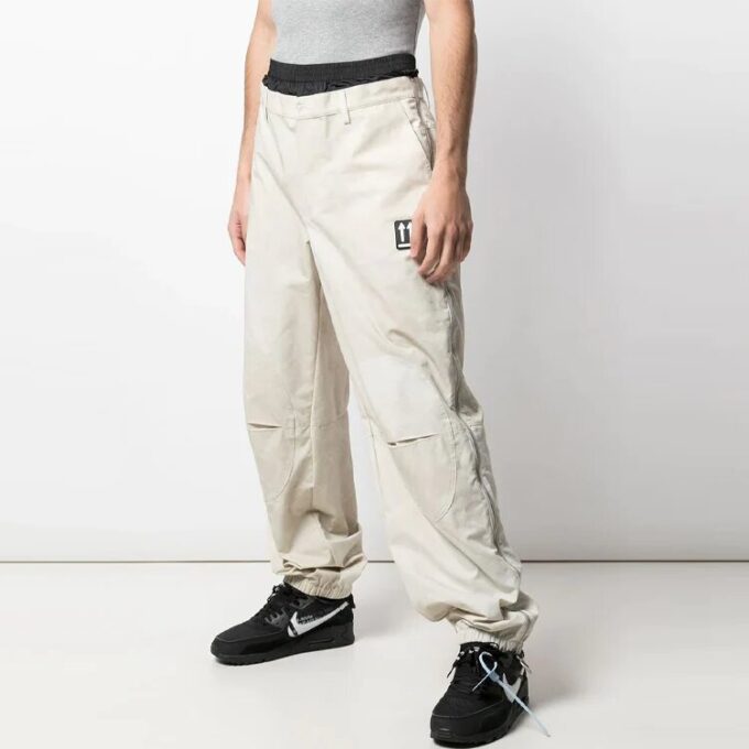 Off-White Men’ s Casual Long Pants/Trousers Loose Fit Beige