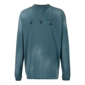 Off-White Men’ s Chest Pattern Logo Printing Long Sleeves Haze Blue