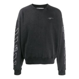 Off-White Men’ s Classic Stripe Logo Printing Pullover Black