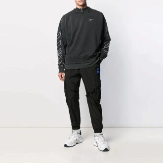 Off-White Men’ s Classic Stripe Logo Printing Pullover Black