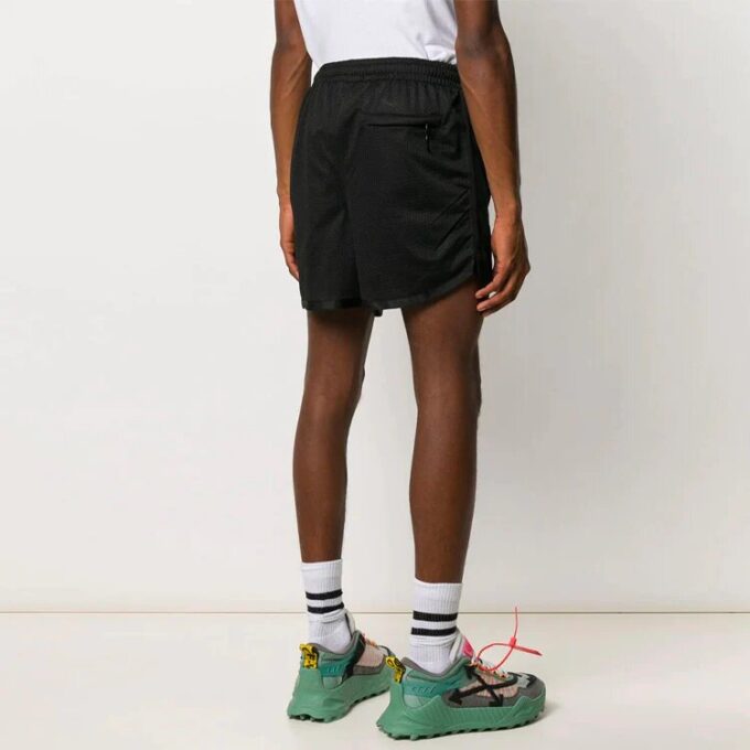 Off-White Men’ s CO VIRGIL ABLOH Rubber Strap Mesh Casual Shorts Black