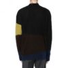 Off-White Men’ s Contrasting Colors Round Neck Long Sleeves Wool Sweater Black