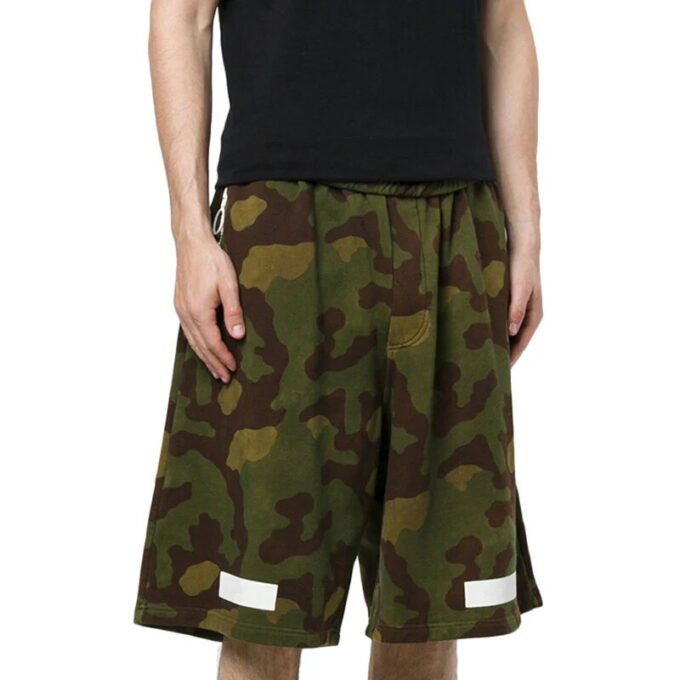 Off-White Men’ s Cotton Camouflage Shorts Military Green