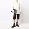 Off-White Men’ s Detail Knit Solid Color High Collar Wool Sweater Loose Fit White