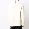 Off-White Men’ s Detail Knit Solid Color High Collar Wool Sweater Loose Fit White