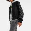 Off-White Men’ s Diagonal Stripes Long Sleeves Jacket Loose Fit Black