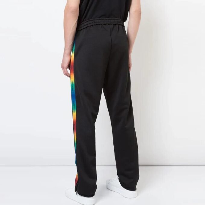 Off-White Men’ s Drawstring Waist Side Stripe Drawstring Casual Pants/Trousers Loose Fit Black