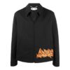 Off-White Men’ s Embroidered Pattern Zipper Black Jacket