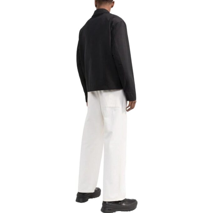 Off-White Men’ s Embroidered Pattern Zipper Black Jacket