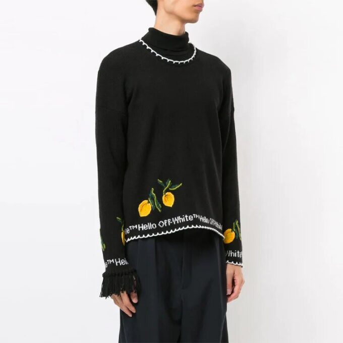 Off-White Men’ s Embroidered Round Neck Black