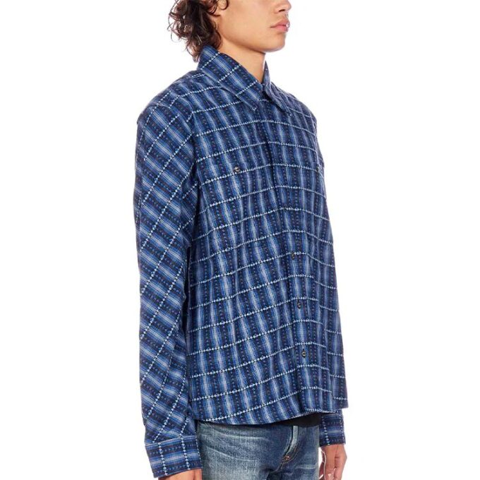 Off-White Men’ s Flannel Plaid Blue Shirt