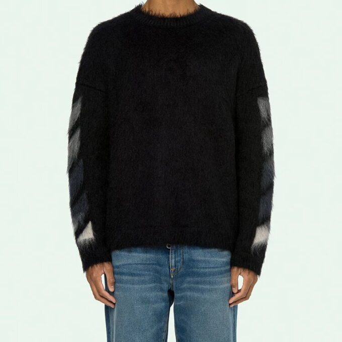 Off-White Men’ s Fleece Round Neck Knit Black