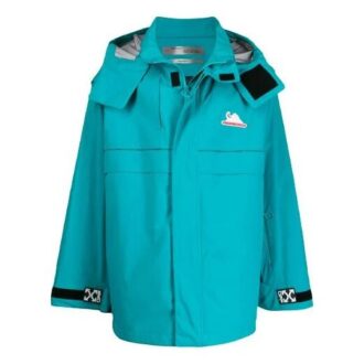 Off-White Men’ s Functional Material Detachable Windproof Jacket Loose Fit Lake Blue
