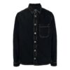 Off-White Men’ s FW21 Adornment Slogan Denim Long Sleeves Denim Deep Blue Shirt