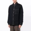 Off-White Men’ s FW21 Adornment Slogan Denim Long Sleeves Denim Deep Blue Shirt
