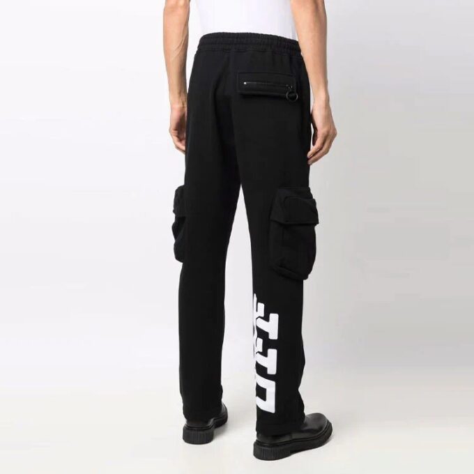 Off-White Men’ s FW21 Alphabet Logo Cargo Long Pants/Trousers Loose Fit Black