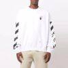 Off-White Men’ s FW21 Arrow Logo Printing Pullover Round Neck Loose Fit White