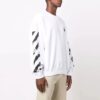 Off-White Men’ s FW21 Arrow Logo Printing Pullover Round Neck Loose Fit White