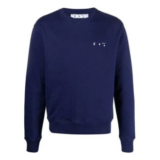Off-White Men’ s FW21 Arrow Logo Round Neck Pullover Blue