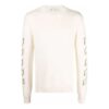 Off-White Men’ s FW21 Arrow Pattern Knit Long Sleeves Round Neck Wool Sweater White