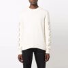 Off-White Men’ s FW21 Arrow Pattern Knit Long Sleeves Round Neck Wool Sweater White