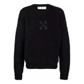 Off-White Men’ s FW21 Arrow Pattern Long Sleeves Round Neck Wool Sweater Black
