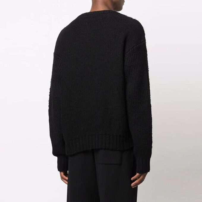 Off-White Men’ s FW21 Arrow Pattern Long Sleeves Round Neck Wool Sweater Black
