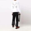 Off-White Men’ s FW21 Arrow Pattern Pullover Round Neck Loose Fit White